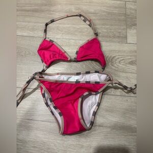 Burberry Girls Bikini Swimsuit – Size 10Y – Pink Check Trim